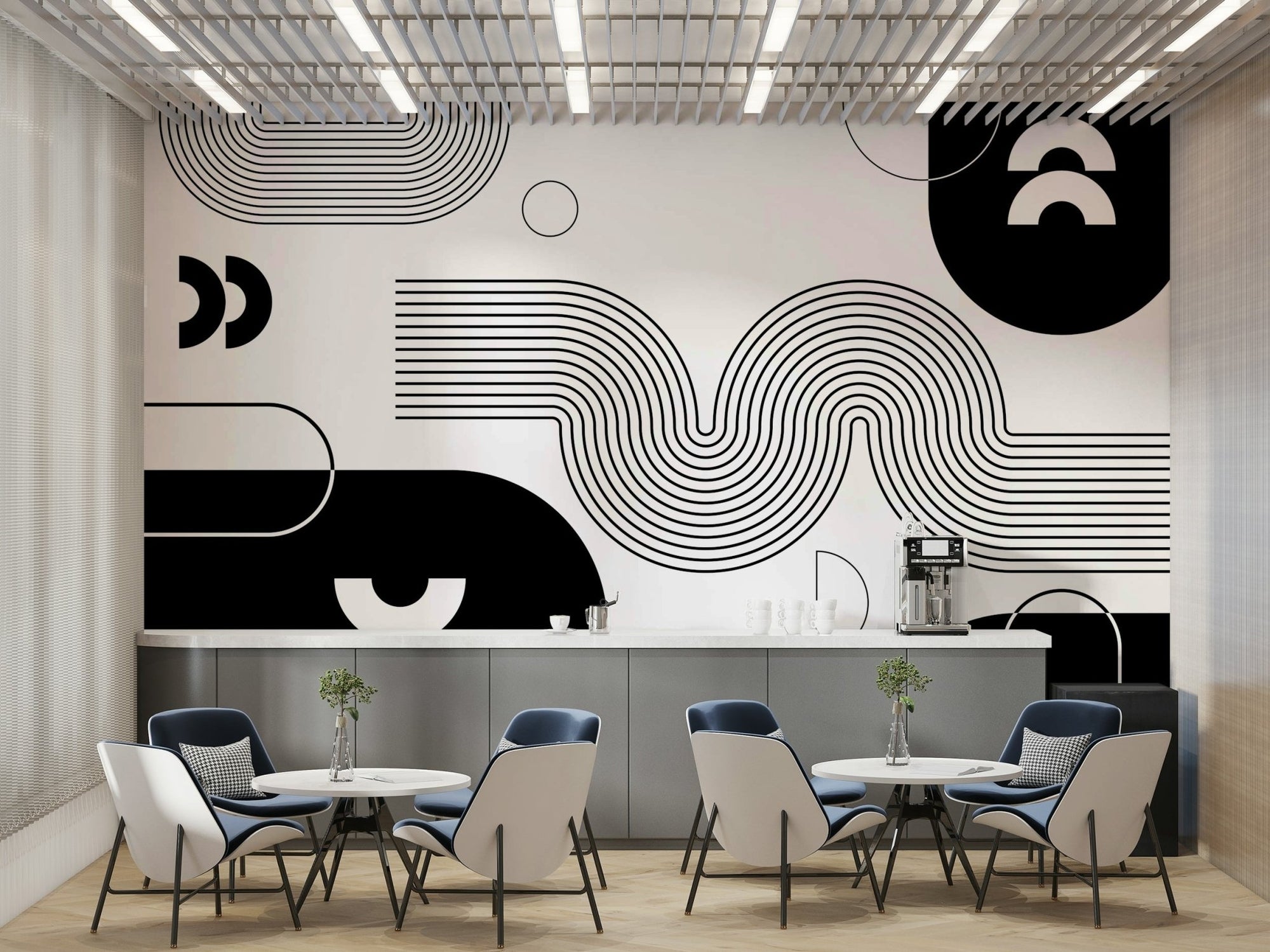 Bold Minimalist Flow Wall Mural full view GD586

