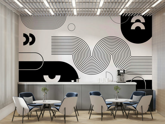 Bold Minimalist Flow Wall Mural full view GD586

