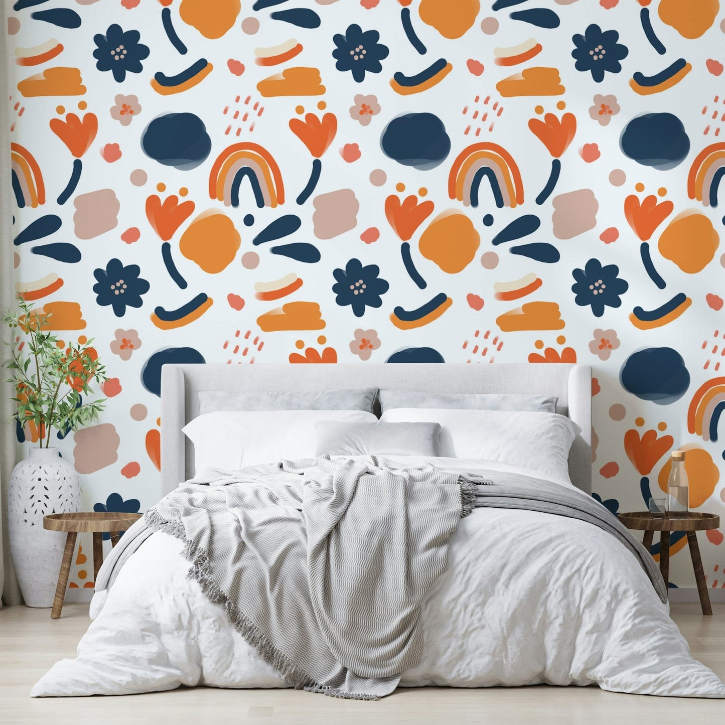 Retro floral wallpaper perfect for statement walls, GD1812