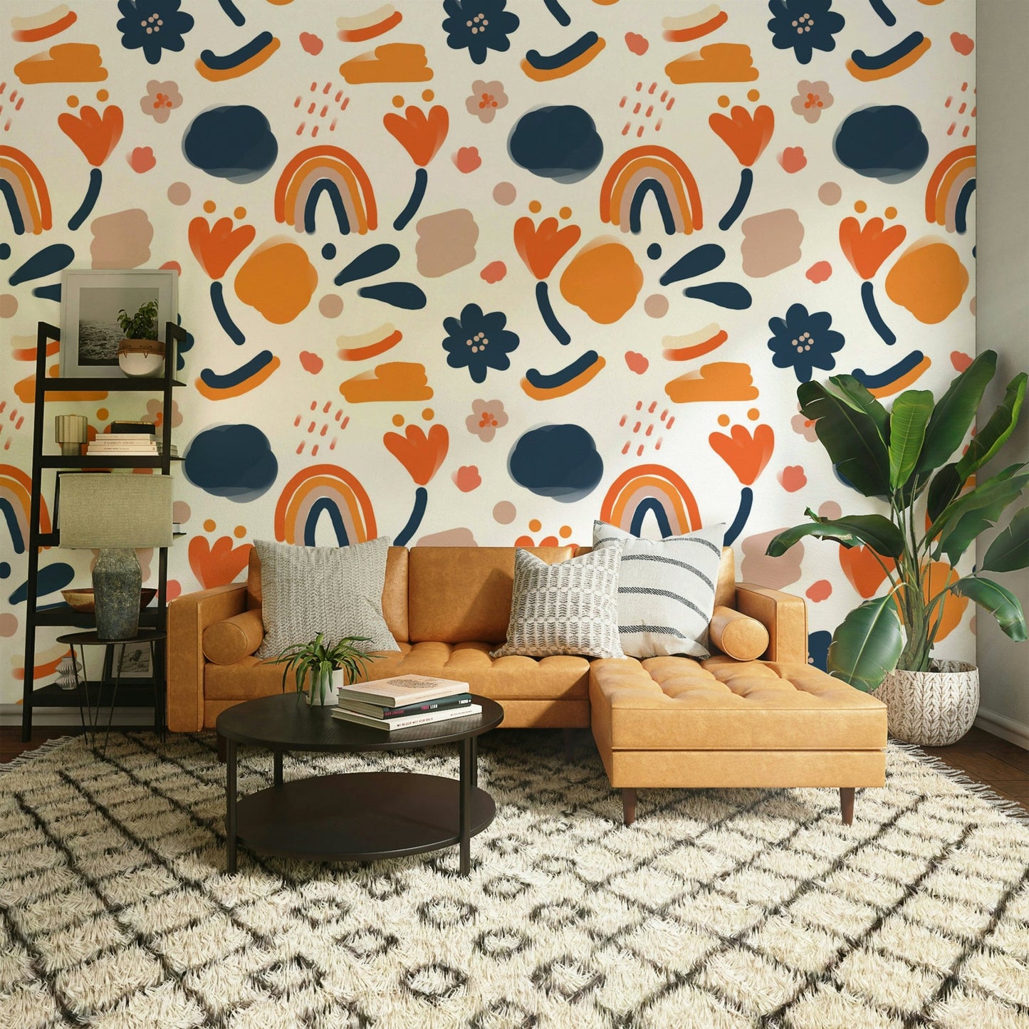 Vibrant retro floral wallpaper with rich patterns, GD1812