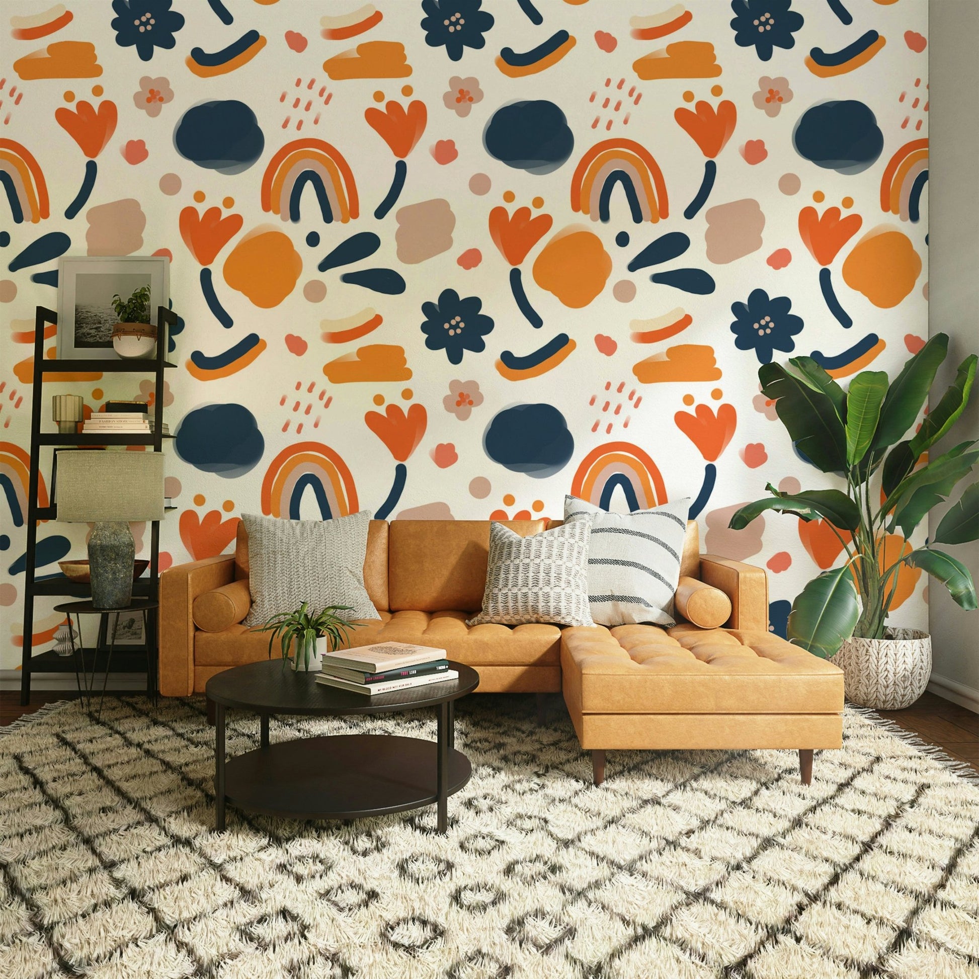Vibrant retro floral wallpaper with rich patterns, GD1812