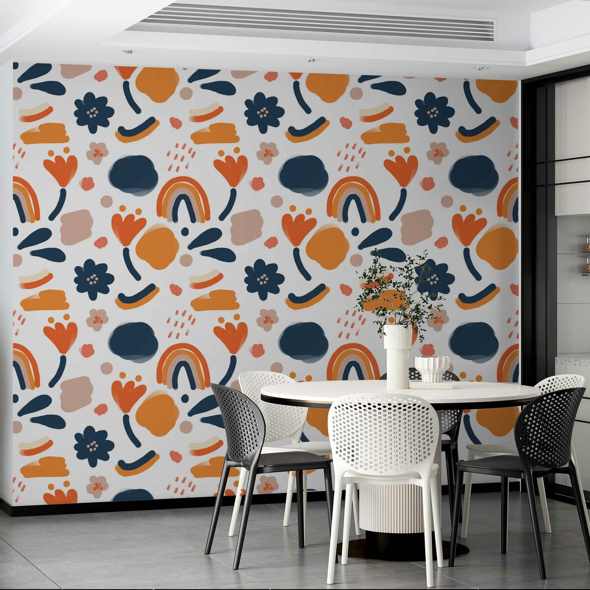 Bold and bright floral wallpaper for a stylish room, GD1812