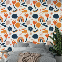 Bold and colorful floral wallpaper for a modern room, GD1812