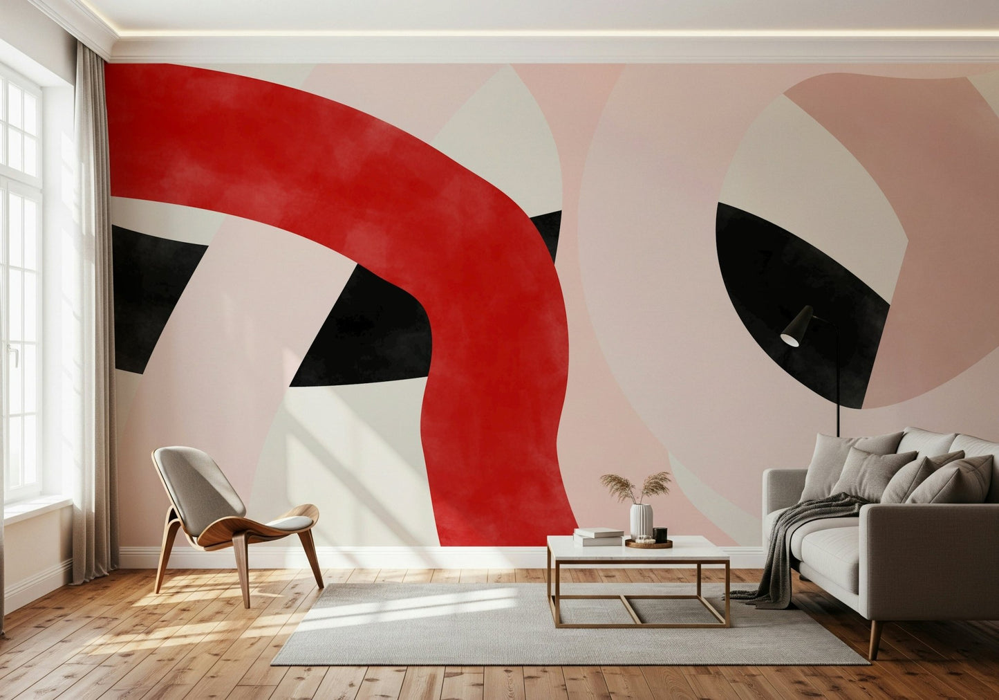 A beautiful wide-angle wall mural of abstract motion.