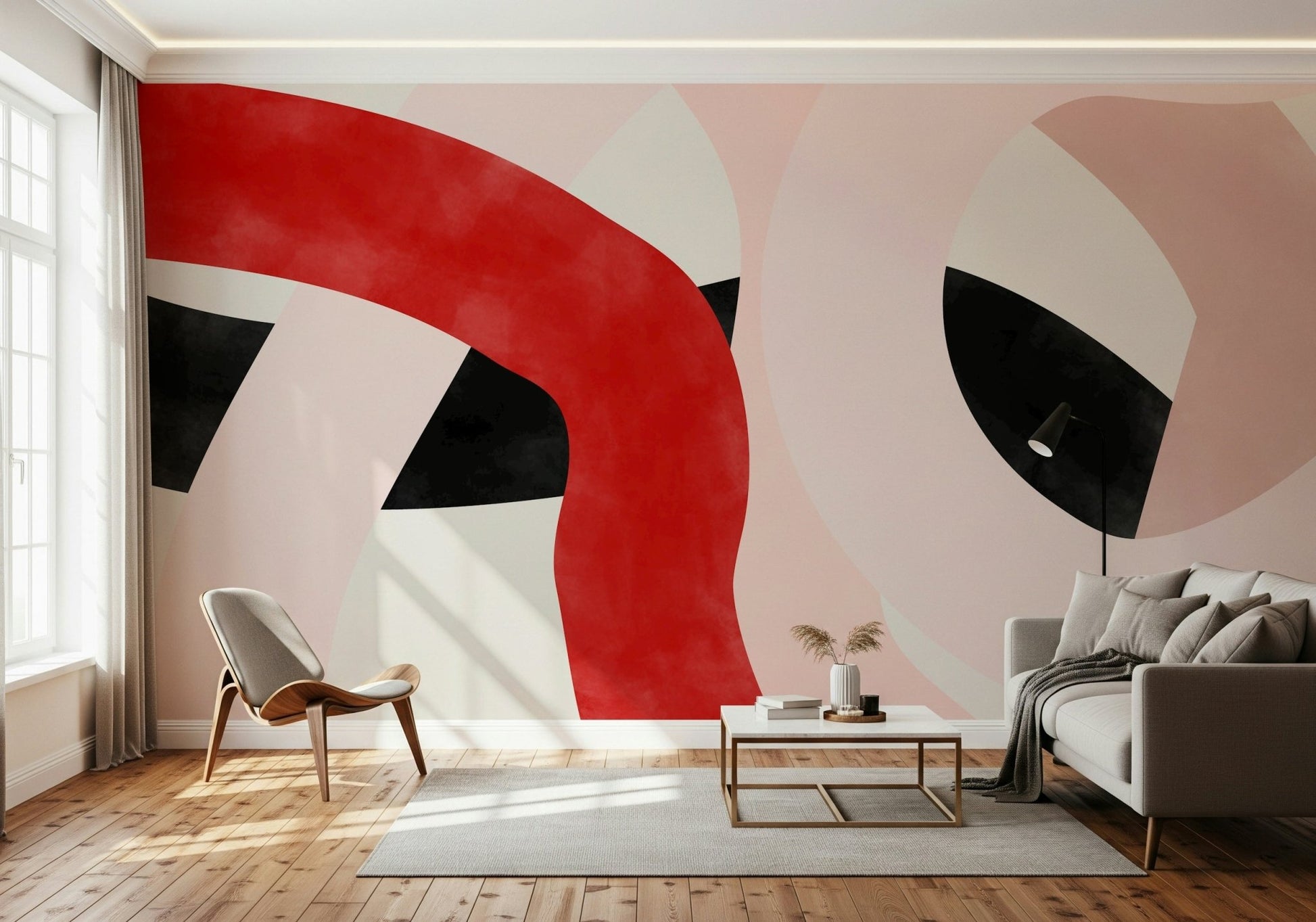 A beautiful wide-angle wall mural of abstract motion.
