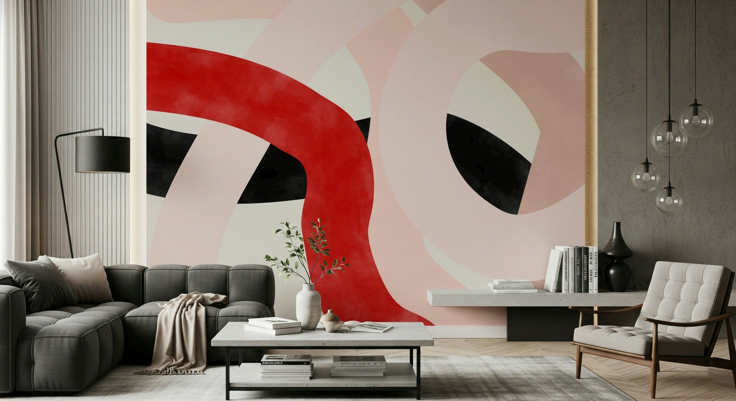 A graceful subtle energy wall mural in cool, natural tones.