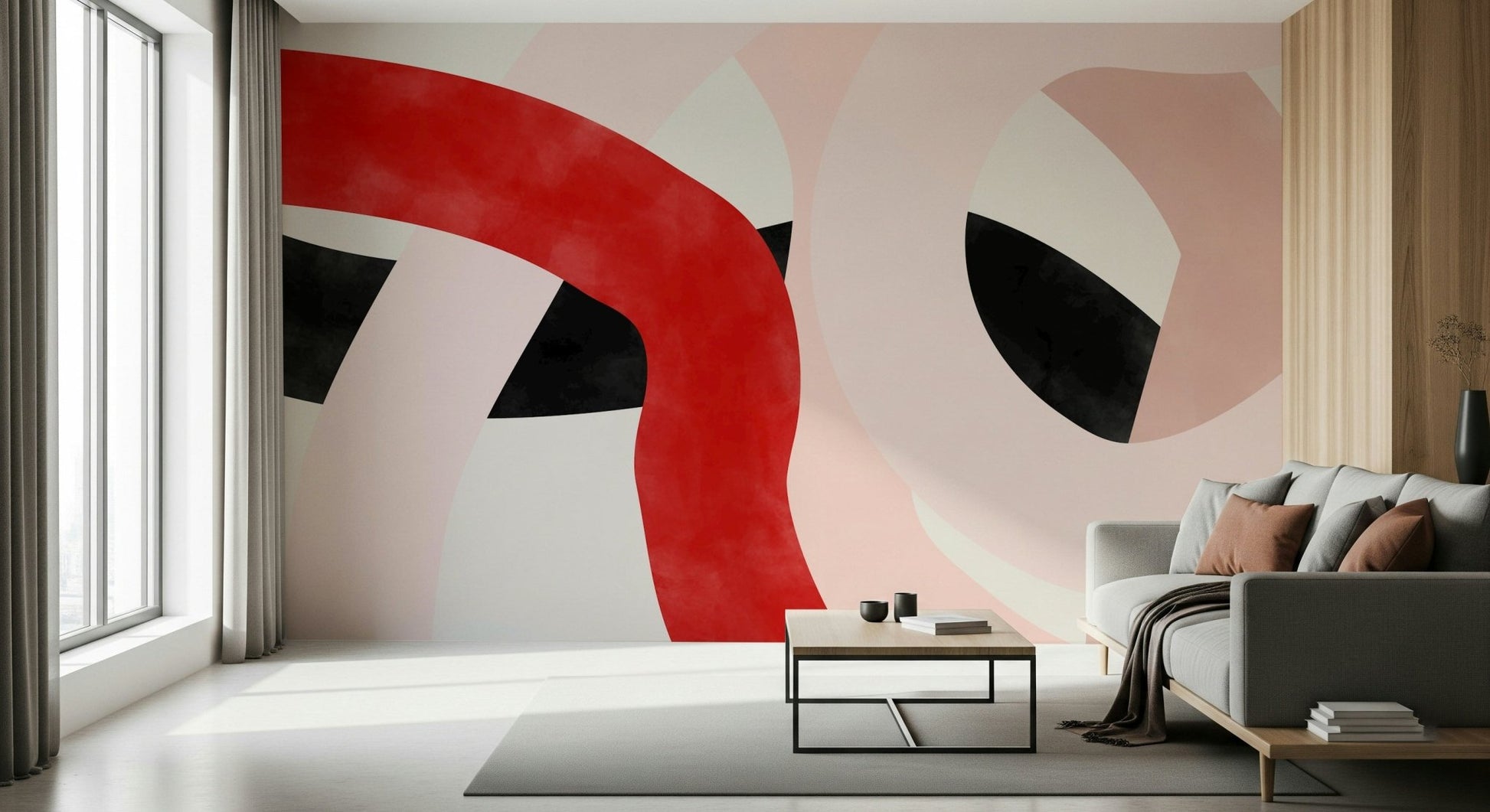 A contemplative dramatic design wallpaper mural for a feature wall.