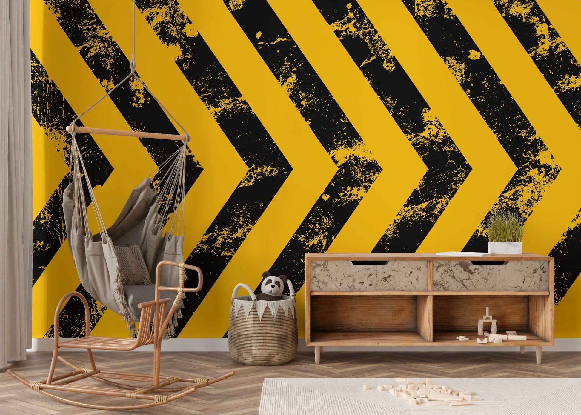 Industrial-style hazard stripe wallpaper
 B110