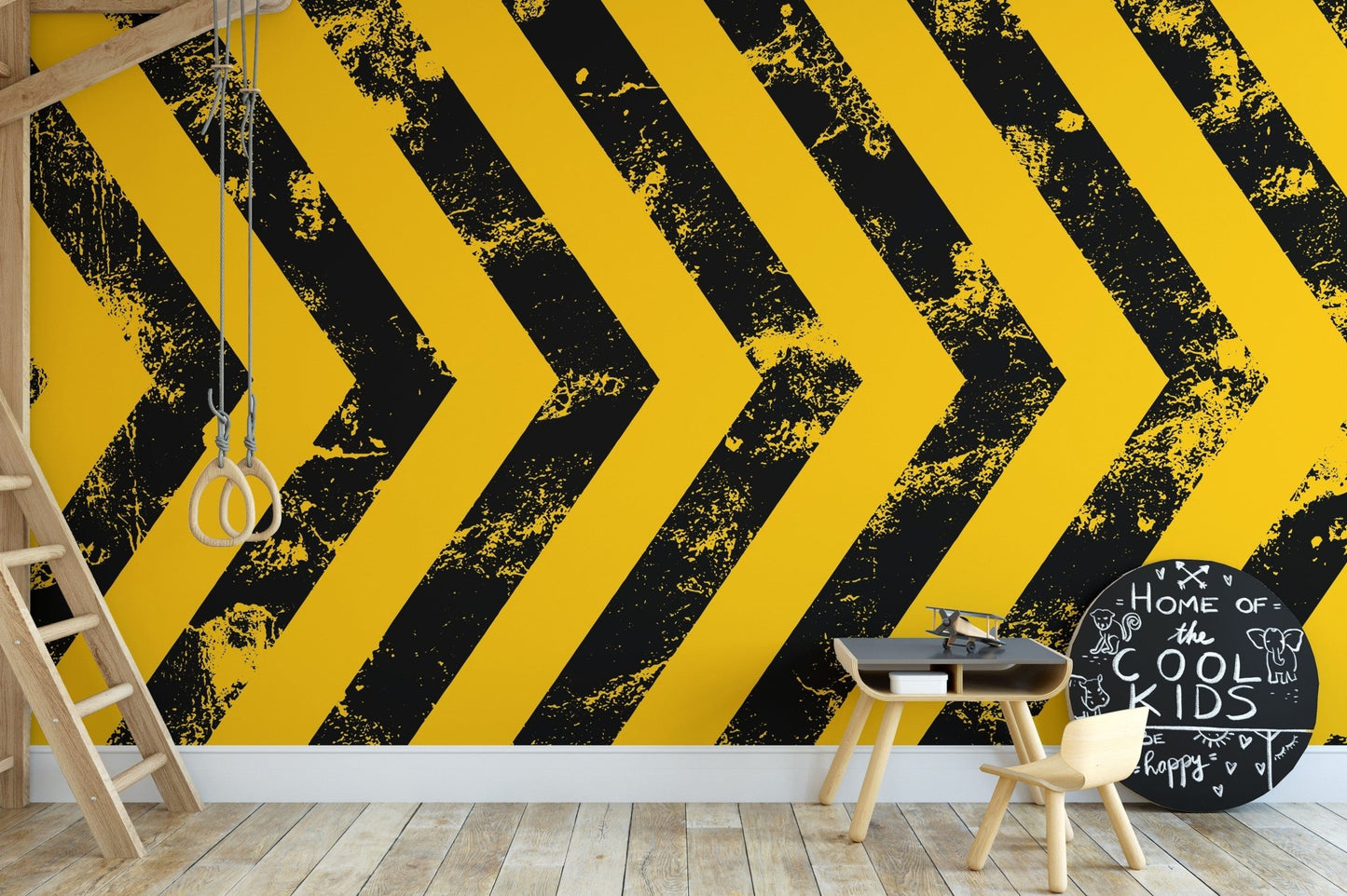 Rugged yellow and black stripe wallpaper B110
