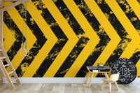Rugged yellow and black stripe wallpaper B110
