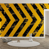 Yellow Grunge Hazard Stripes Wallpaper - Giffywalls B110