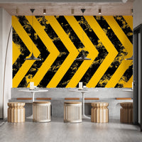 Yellow Grunge Hazard Stripes Wallpaper - Giffywalls B110