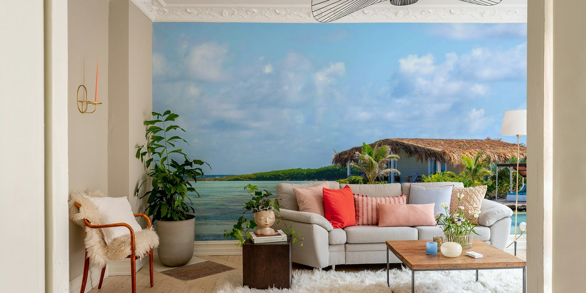 Turquoise ocean mural design

