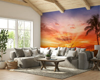 Picturesque sunset mural with soft waves and beach glow., GD1486