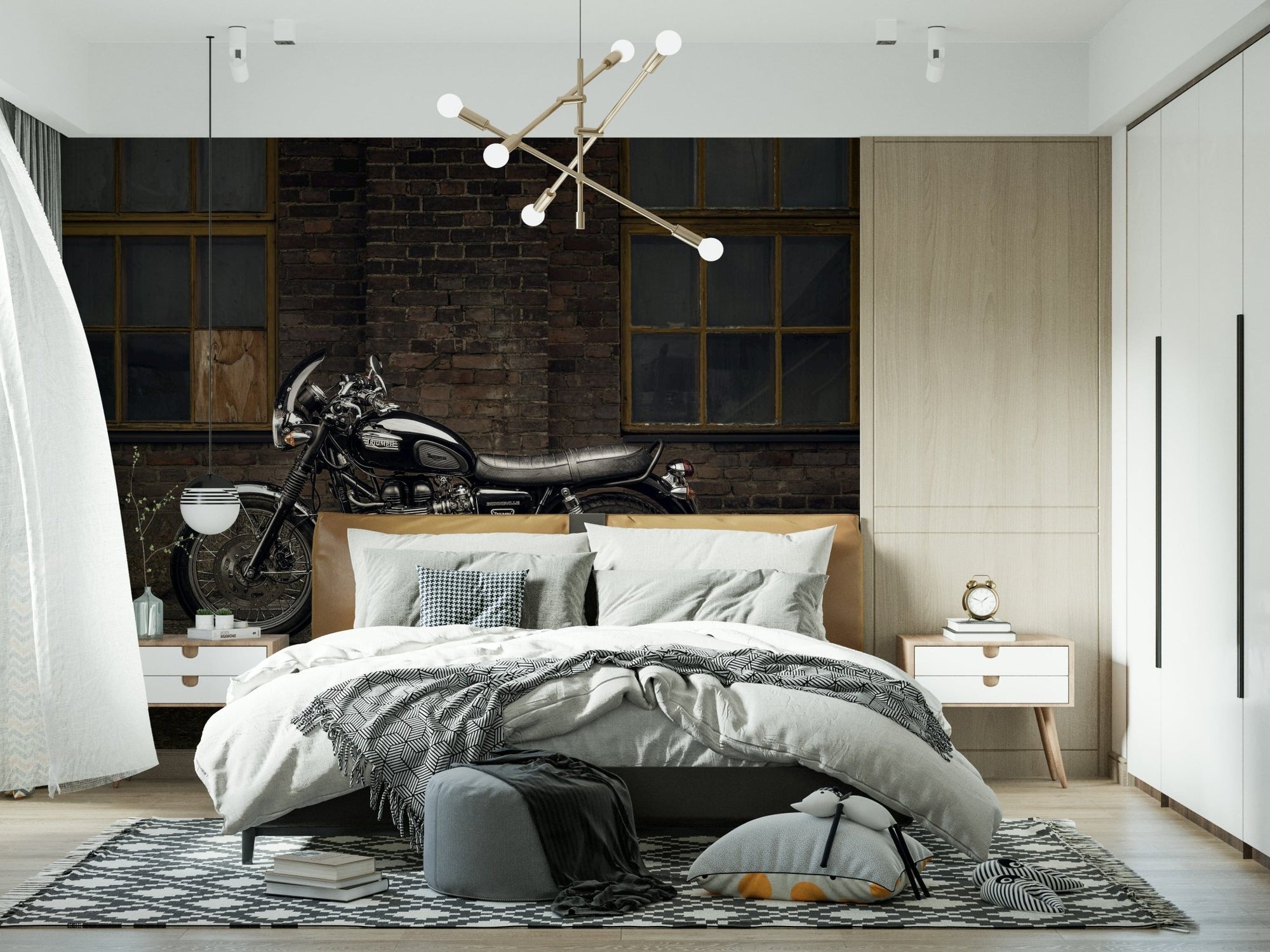 A beautiful vintage racing motorcycle wallpaper mural inspired by the Bonneville Salt Flats., GD5891