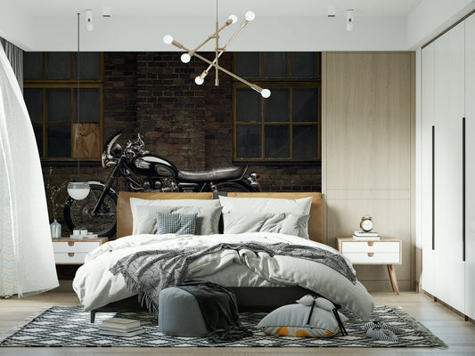 A beautiful vintage racing motorcycle wallpaper mural inspired by the Bonneville Salt Flats.