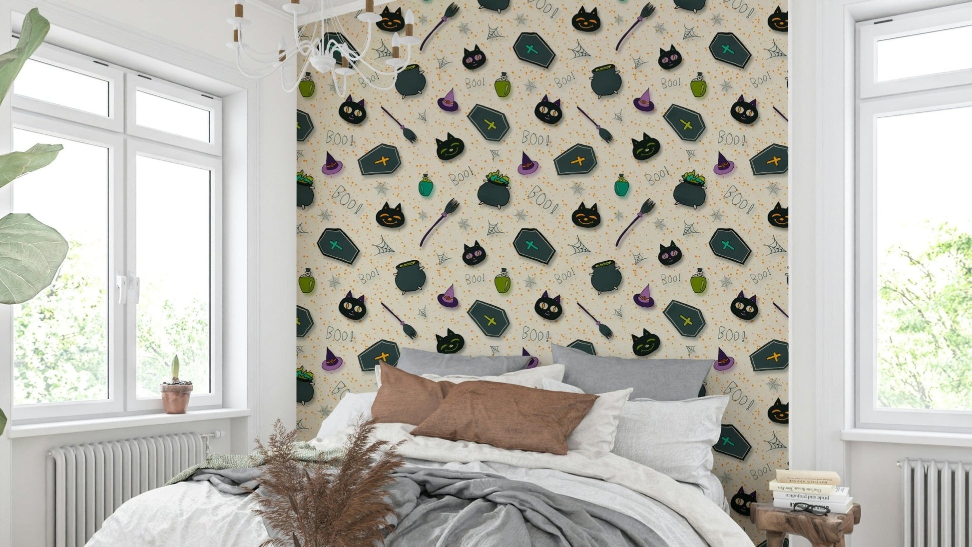 Boo! Halloween Fun Pearl ghost wall mural
