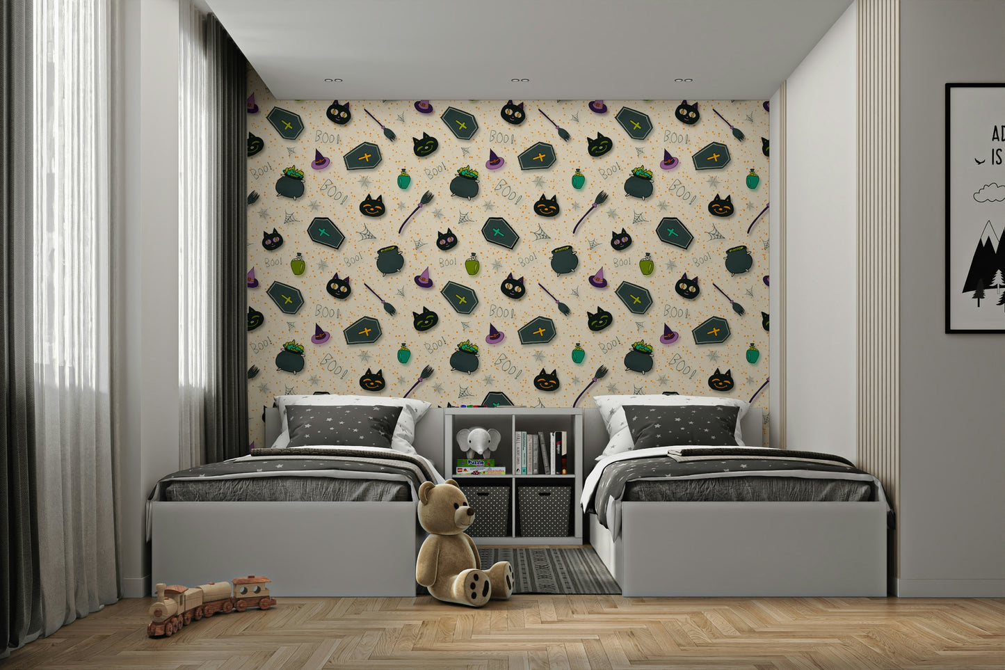Boo! Halloween Fun Pearl haunted wallpaper for walls

