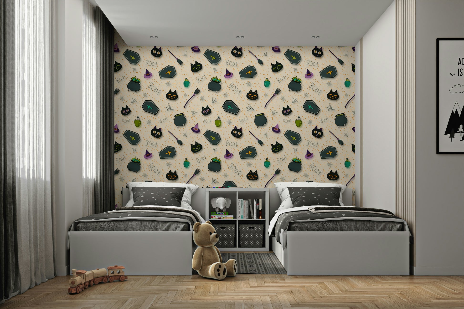 Boo! Halloween Fun Pearl haunted wallpaper for walls

