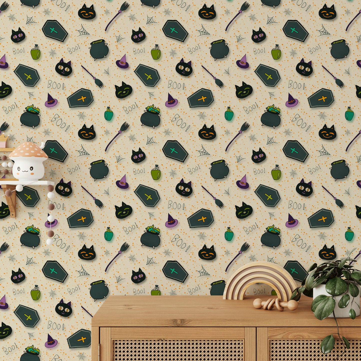 Boo! Halloween Fun Pearl moon mural wallpaper
