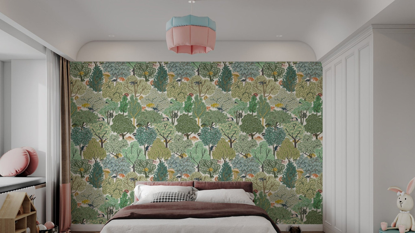 Botanic Ballet wallpaper mural with graceful floral designs.
