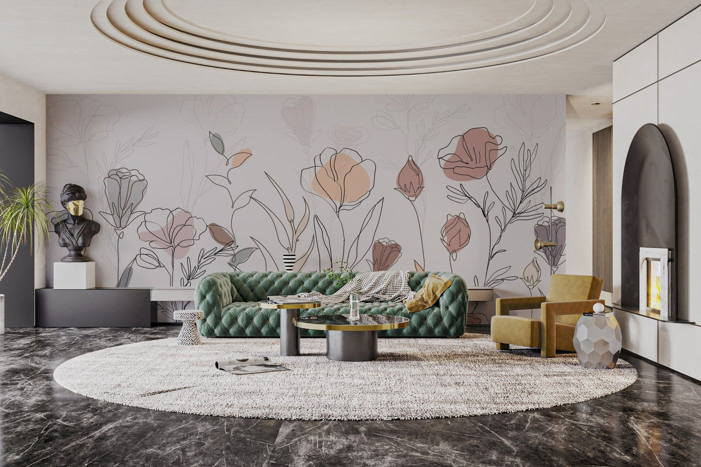 Minimalist botanical sketch wall decor
