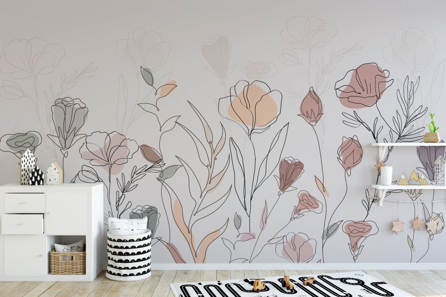 Nature-inspired abstract mural wallpaper
