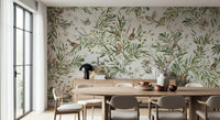 Accent wall featuring the inspiring Botanical Aviary Wall Mural.