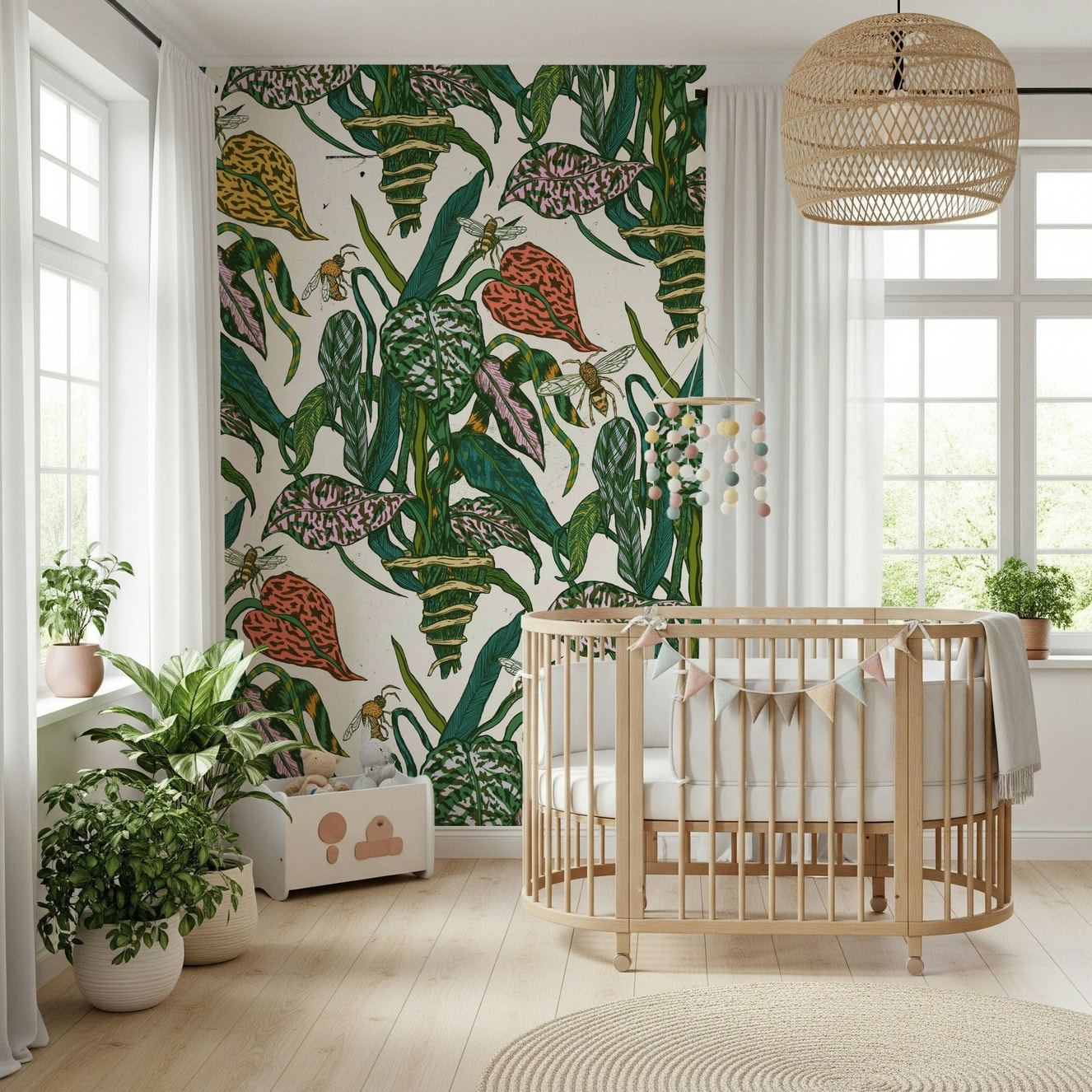 Botanical Bees Wall Mural
