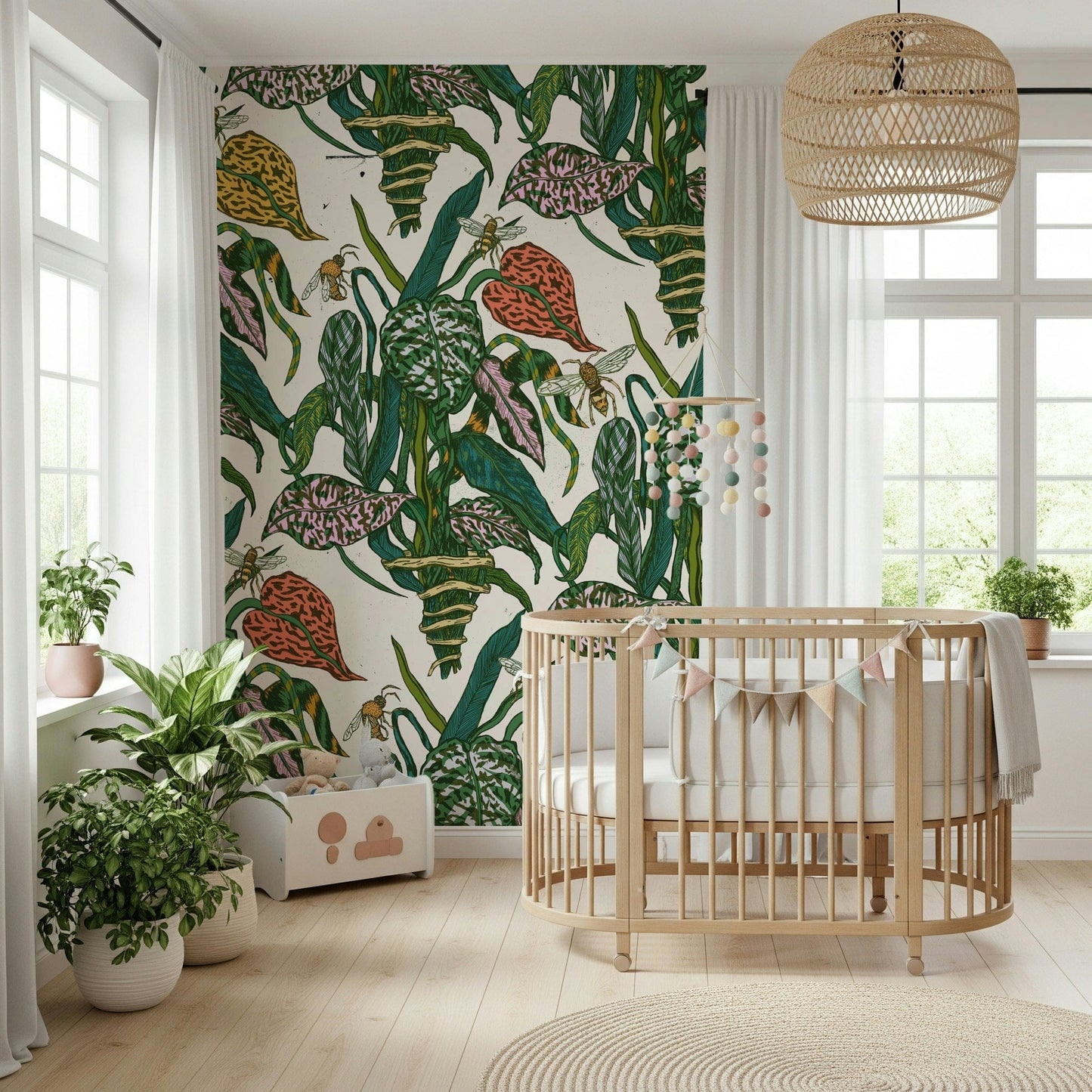 Botanical Bees Wall Mural