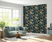 Dapper bird-of-paradise peculiar design, Botanical Birds wallcovering.