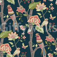 Exotic birds' zany wallcovering, Botanical Birds peel and stick.