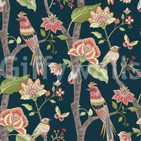 Exotic birds' zany wallcovering, Botanical Birds peel and stick.