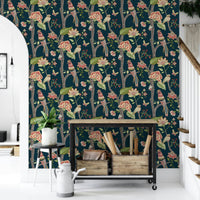 Exotic birds' zany wallcovering, Botanical Birds peel and stick.