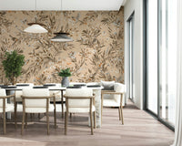 Subtle watercolor effect in the beautiful Botanical Birdsong Wall Mural design.