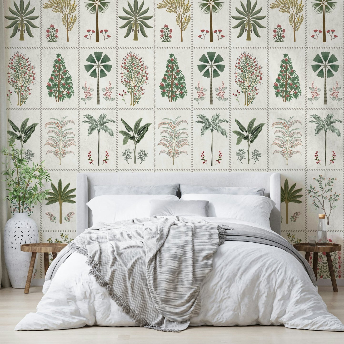 The mural is created for an entire wall, providing a modern look.
