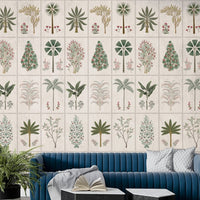 The pattern repeats in an organized way across the wall.
