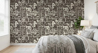 This Botanical Block Print Wallpaper blends florals with neat block styling, GD9040