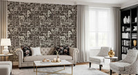 Cream floral sketches define this Botanical Block Print Wallpaper, GD9040