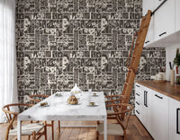 Kitchen featuring Botanical Block Print Wallpaper in framed floral blocks, GD9040