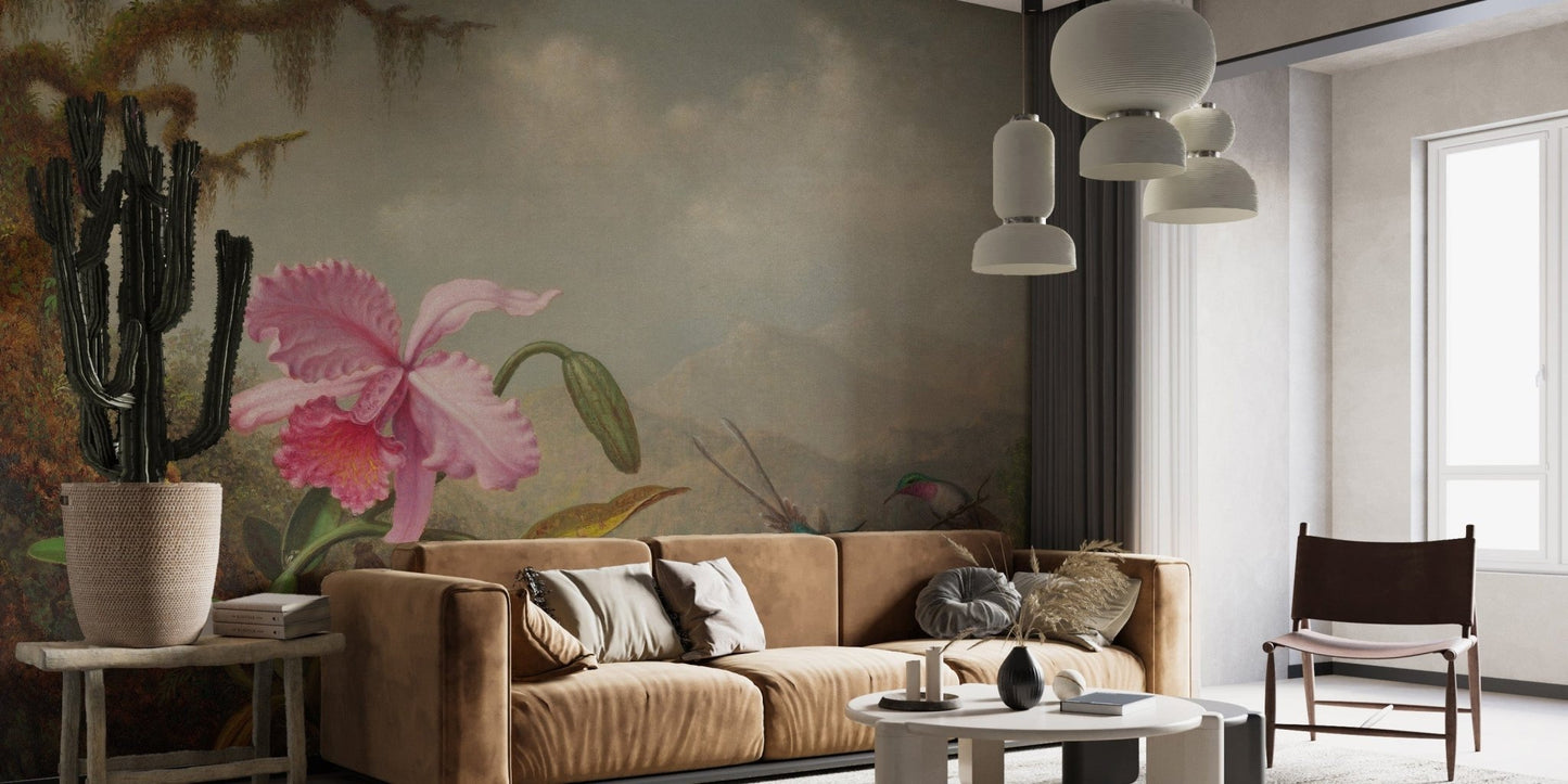 Pink Flower Wallpaper Mural - Giffywalls A492