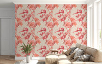 Light floral pattern in Botanical Coral Bloom Wallpaper design