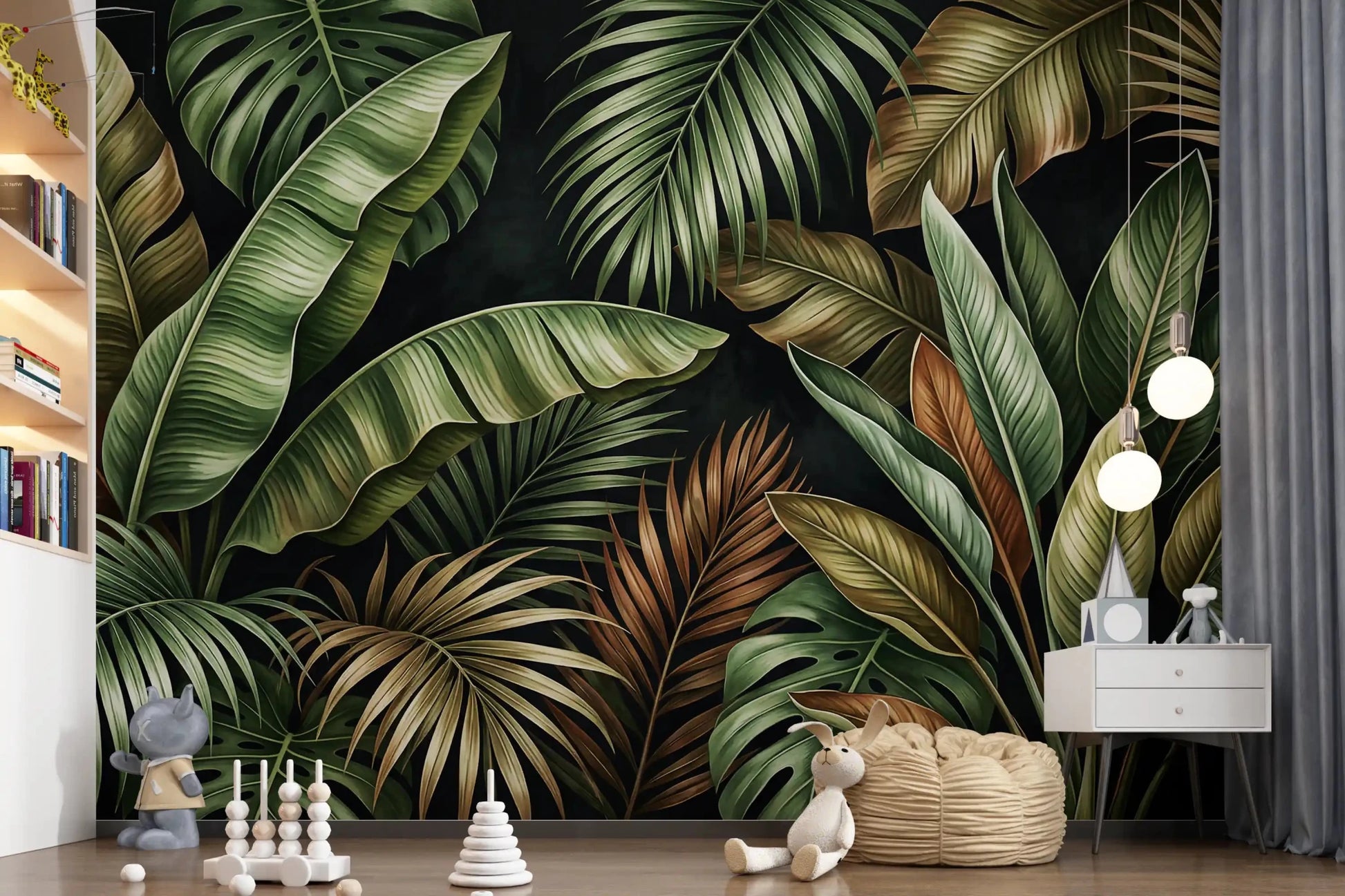 Green foliage wall mural Botanical Design natural theme, GD9419