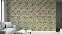 Botanical Echo Scattered Leaves Wallpaper in a calm living room setting