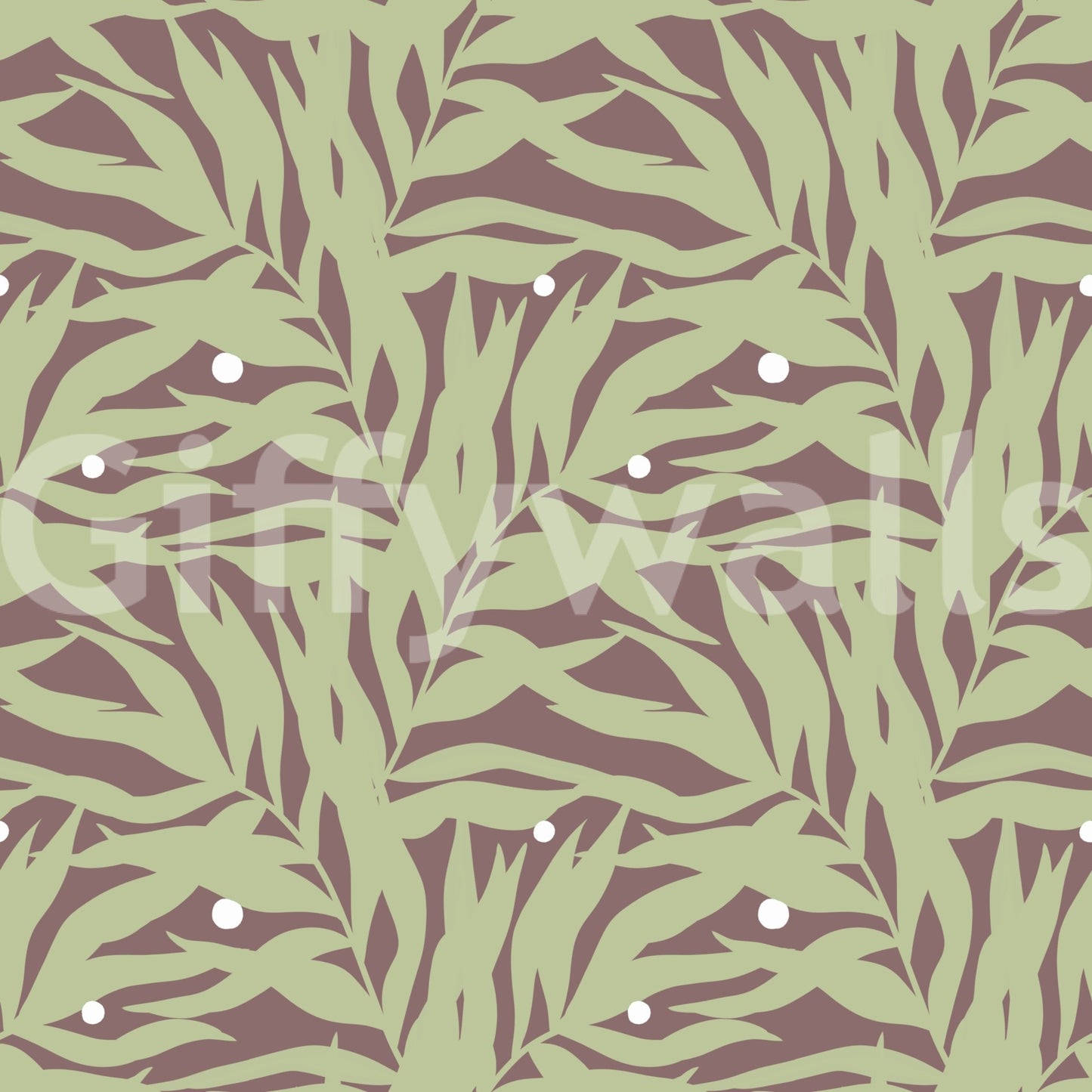 Nature-inspired wallpaper with flowing foliage and balanced repeat spacing