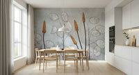A contemplative botanical pattern wallpaper mural for a feature wall., GD5262
