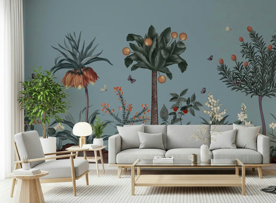 Botanical Eden wallpaper showing lush green tropical leaves wall mural., GD7612