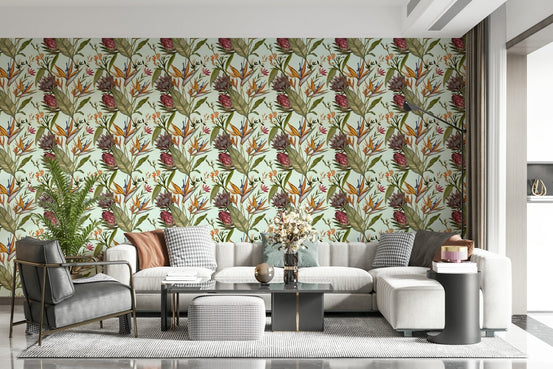 A beautiful exotic botanical wallpaper mural for a modern home., GD5306