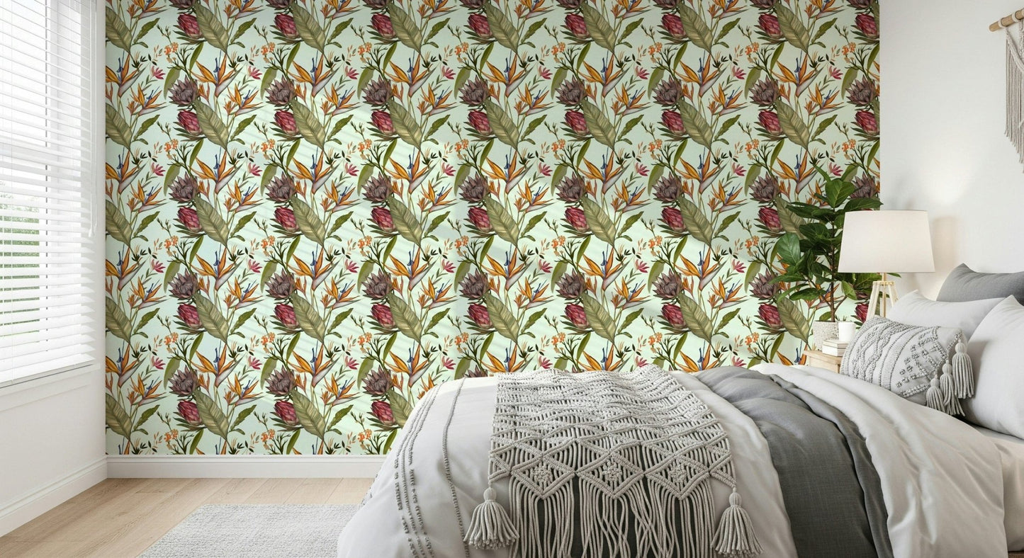 A serene lush tropical wall mural for vibrant decor., GD5306