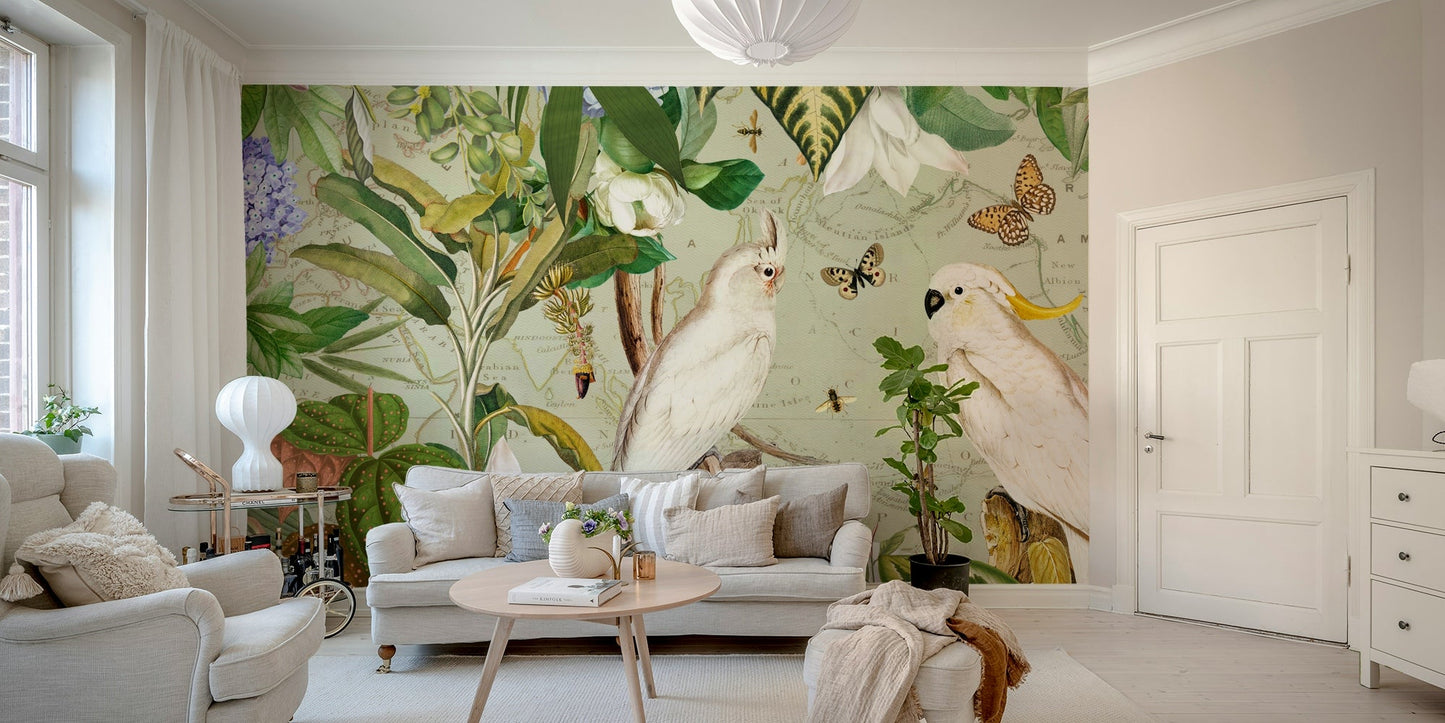 Stunning botanical explorer mural for natural vibes.

